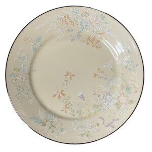 Lenox April China Dinner Plate 10.5" USA Floral Design Ivory Platinum Trim. Set